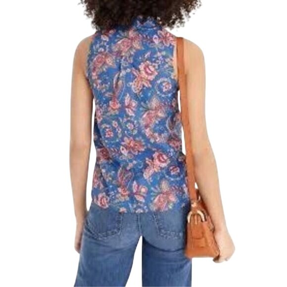 J.Crew Liberty Fabric Floral Belle Ruffle Neck Sleeveless Blouse Size 4 - Picture 4 of 9